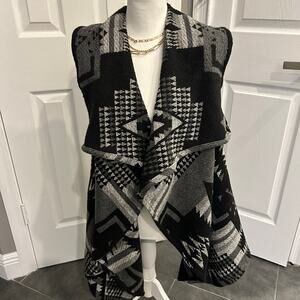 Me Jane Aztec Waterfall Open Front Vest – Women’s Large Wool Blend southwestern